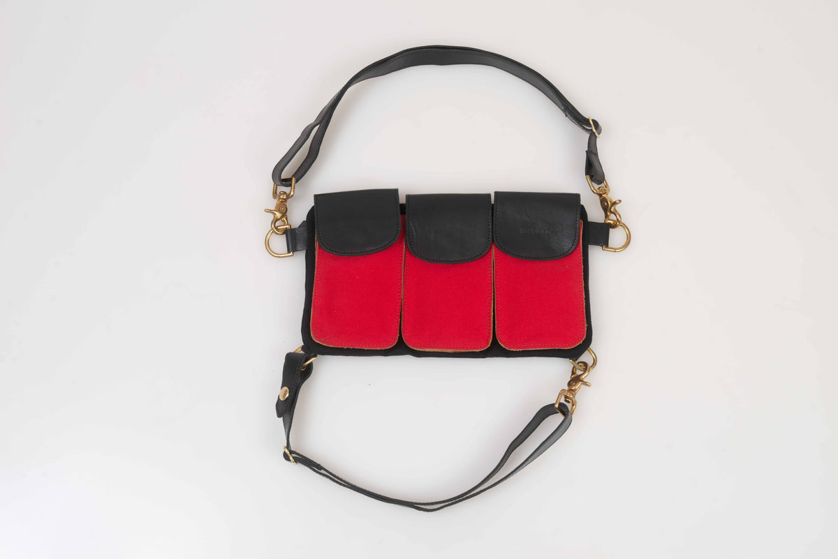 The Legionnaire Bandolier Vermilion Noir - Leather & Canvas