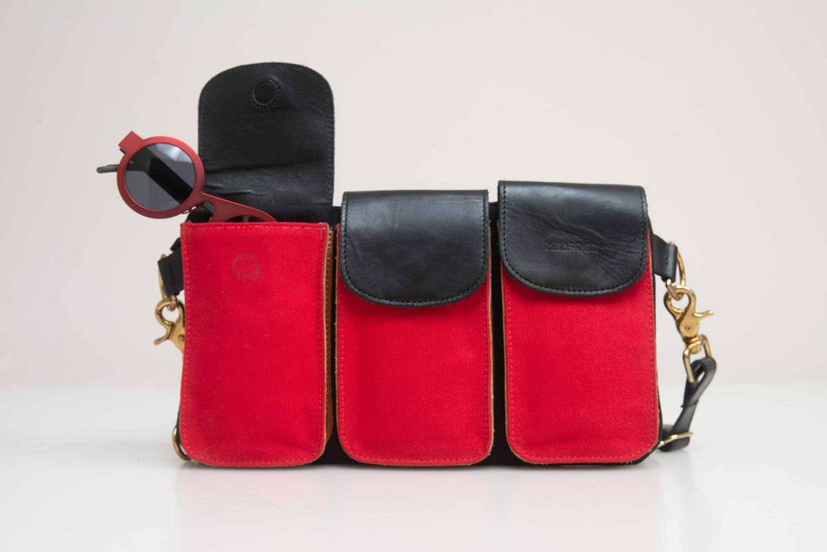 The Legionnaire Bandolier Vermilion Noir - Leather & Canvas