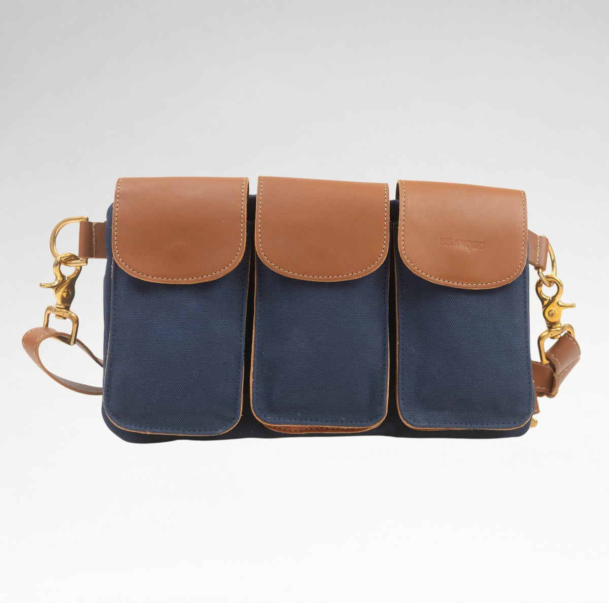 The Legionnaire Bandolier Marine & Cognac - Leather & Canvas