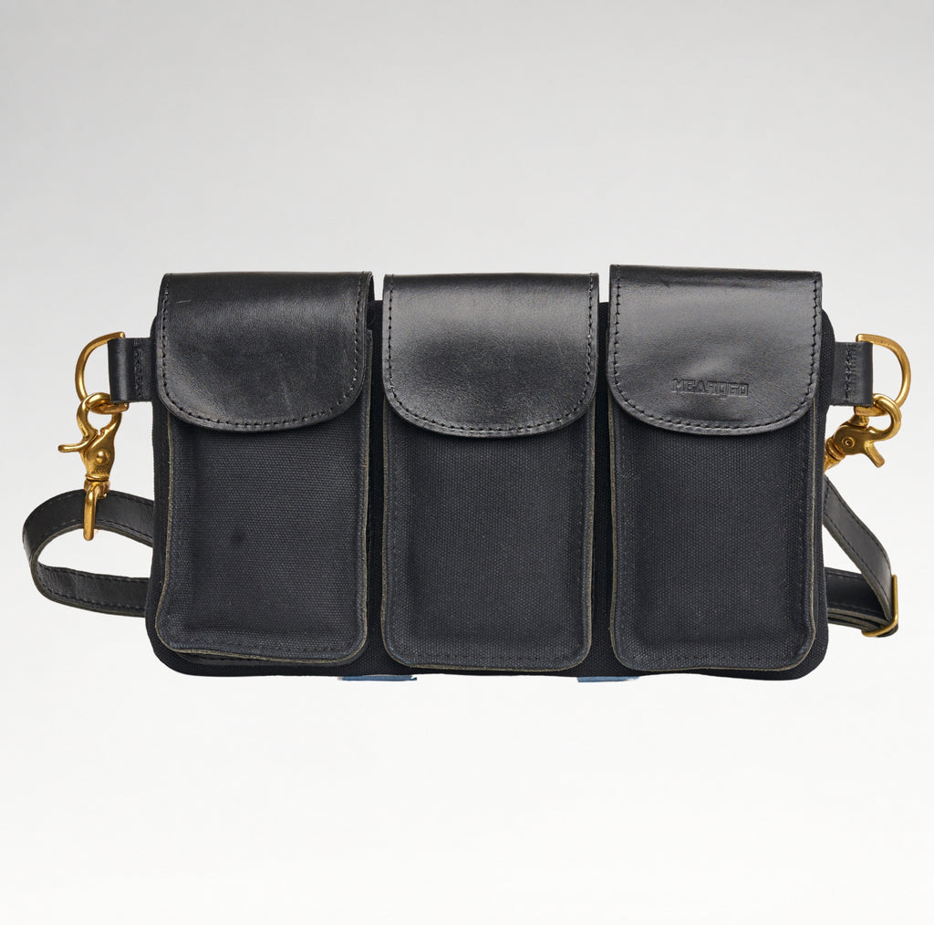 The Legionnaire Bandolier Noir - Leather & Canvas