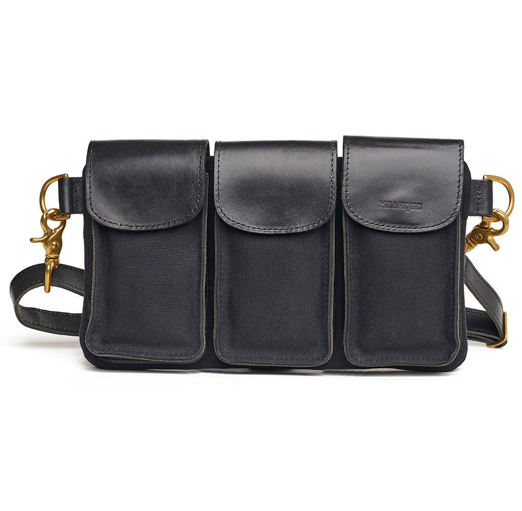 The Legionnaire Bandolier Noir - Leather & Canvas