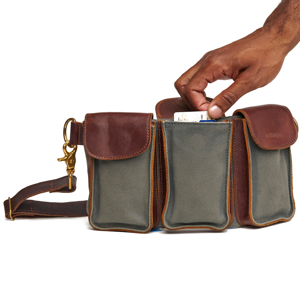 The Legionnaire Bandolier Mahogany & Ash - Leather & Canvas