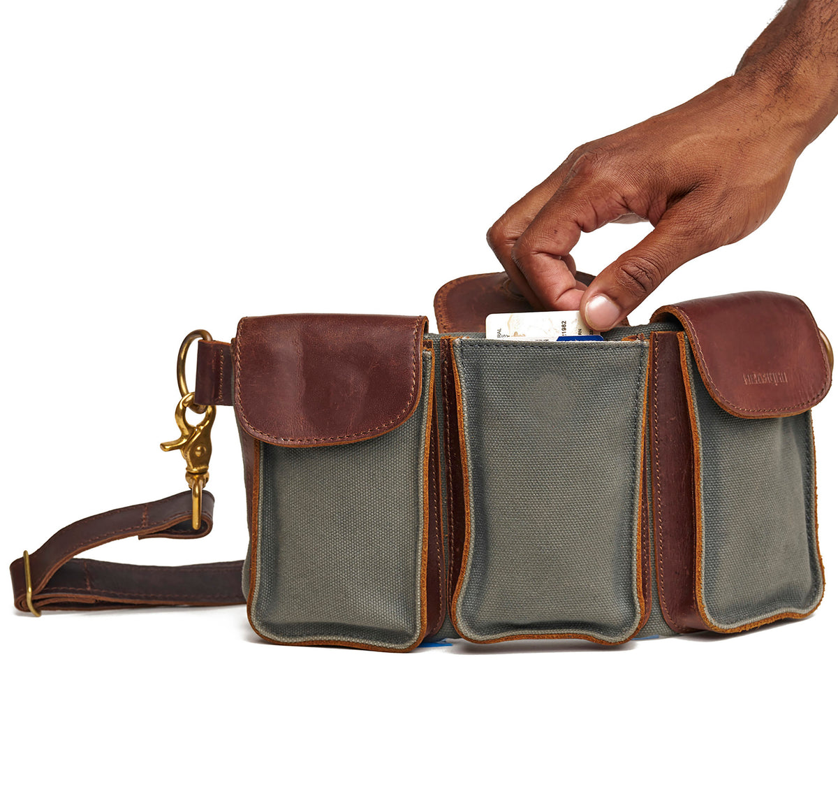 The Legionnaire Bandolier Mahogany & Ash - Leather & Canvas