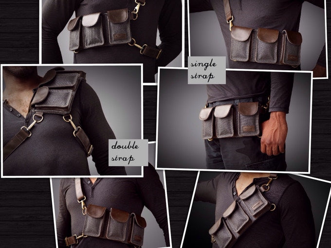 The Legionnaire Bandolier Mahogany & Ash - Leather & Canvas